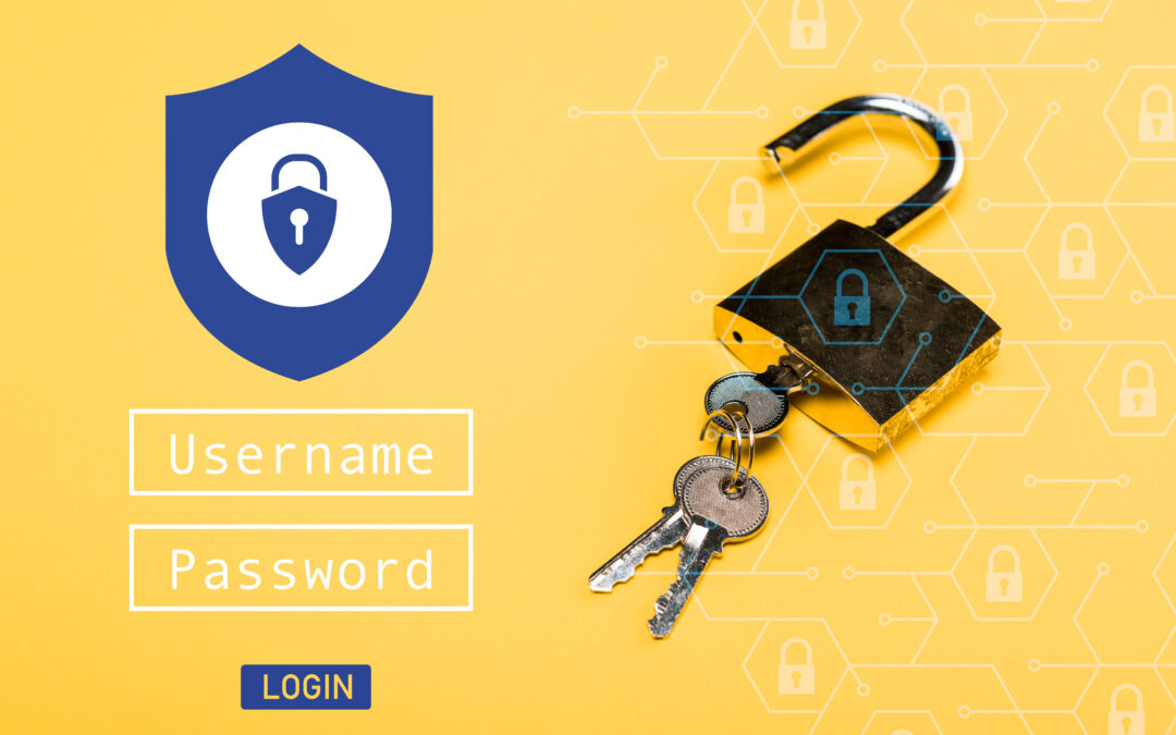padlock next to a username and password login depicts importance of strong passwords